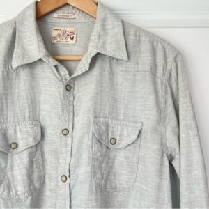 Lucky Brand Vintage California Fit Light Gray Pearl Snap Long Sleeve Shirt Sz. M